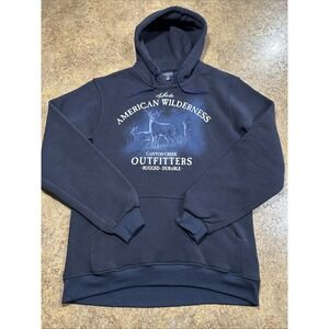 Vintage Canyon Creek Hoodie Xl Mens Blue Wilderness Wolf Outdoor Pullover